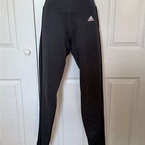 Adidas Women’s High-Rise Performance Leggings Gray Black Stripes Size M